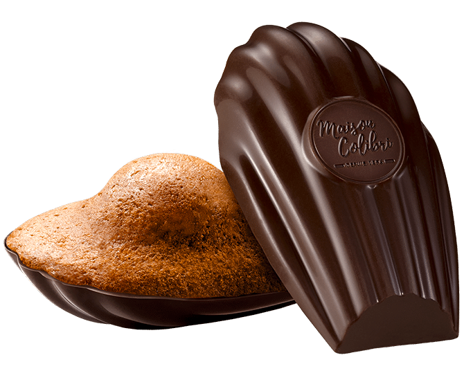 MADELEINE CACAO COEUR FRAMBOISE COQUE CHOCOLAT NOIR